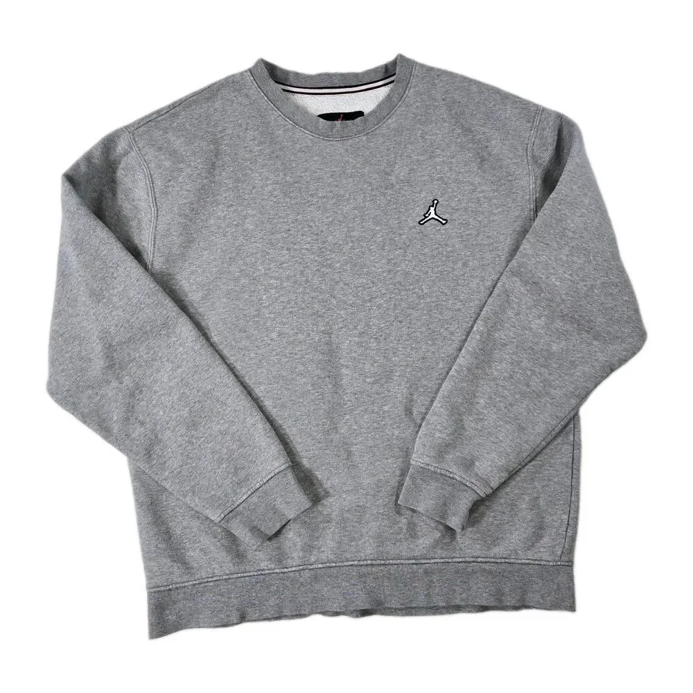 Mens Air Jordan Brooklyn Fleece Crewneck Sweatshirt Gray Medium Jumpman